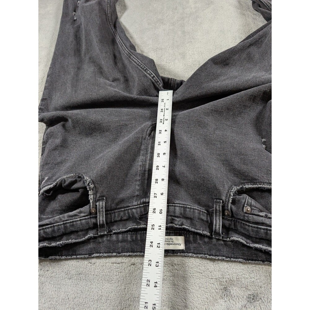 Abercrombie & Fitch The Skinny High Rise Jeans Womens 32/14 Black Distress Denim - Picture 8 of 10